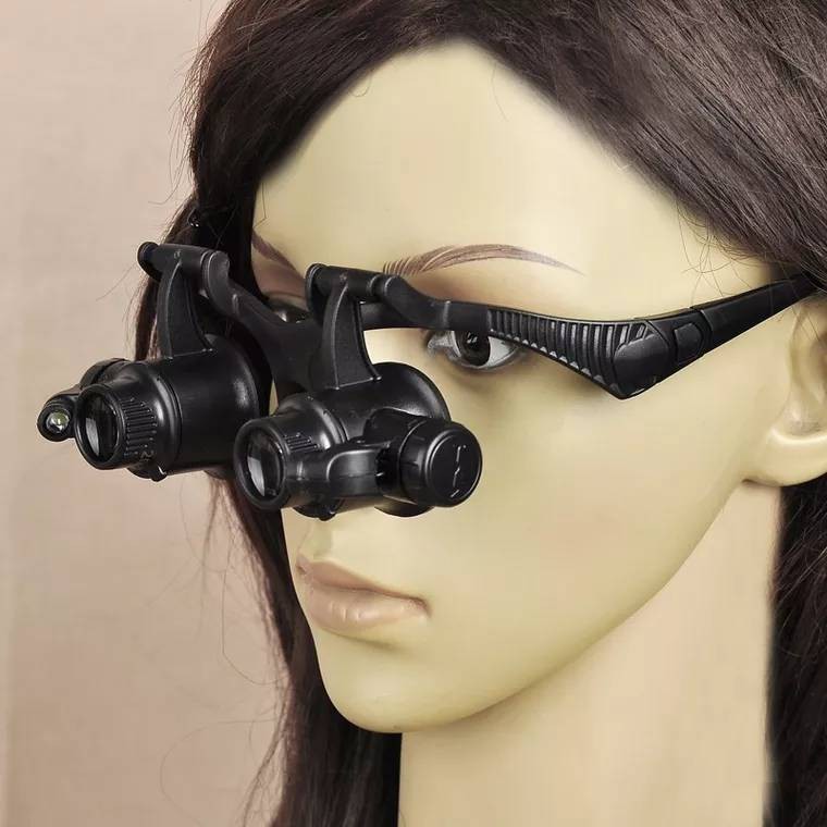 雙眼 頭戴眼鏡式放大鏡 20倍放大鏡 LED 4種倍率 可替換式鏡片 鑑定