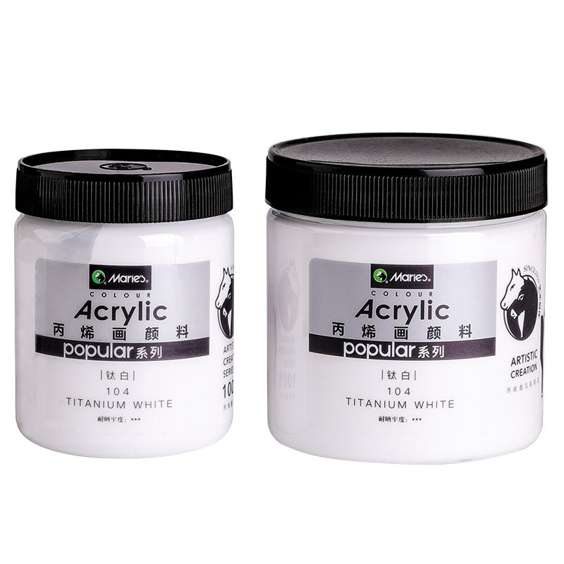 優品熱賣 馬利牌白色丙烯顏料500ml大瓶罐裝墻繪專用防水防曬不掉色炳稀鈦白染料畫畫300ml塗鴉diy手繪兒童無毒石