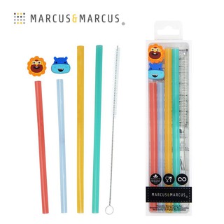 (6個月以上適用)【加拿大 Marcus & Marcus】動物樂園親子家庭吸管套組 矽膠吸管