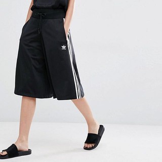 adidas originals 女子 寬鬆 平口 七分 休閒 運動 長褲 褲裙 黑 BJ8178