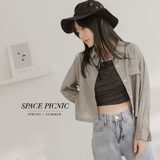 [明天出貨] Space Picnic｜細格紋長袖襯衫-4色(現貨)【C22061010】
