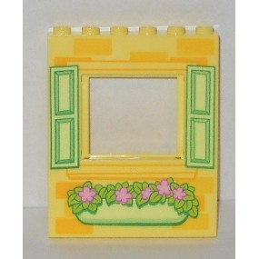 LEGO 樂高 亮淡黃色 1X6X6 側板 印刷 小花埔 窗戶 15627pb008