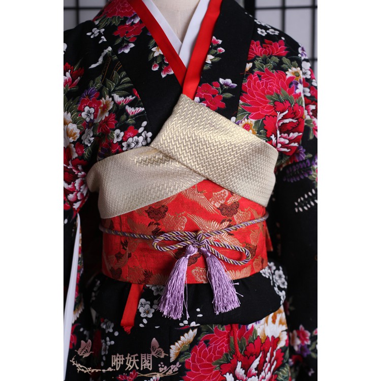 10 17 正統日本振袖繁花黑花魁藝妓打褂女和服日本女裝cosplay 蝦皮購物