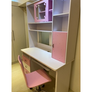 台北二手書桌-粉紅書桌椅適合小女生.連二手亞梭兒童成長手把椅