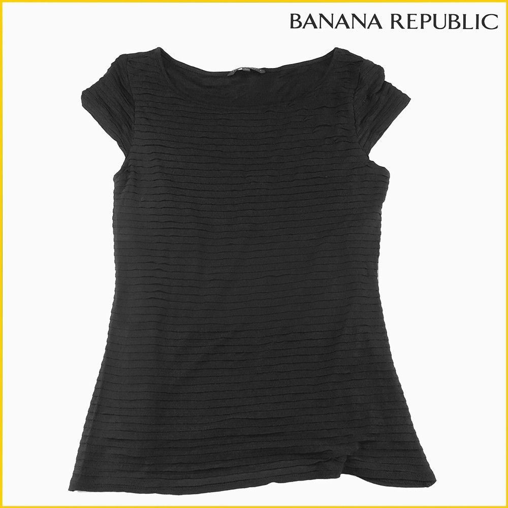 日本二手衣✈️BANANA REPUBLIC 黒色 短袖褶層上衣 GAP系 BANANA 香蕉共和國 女裝 A1102B