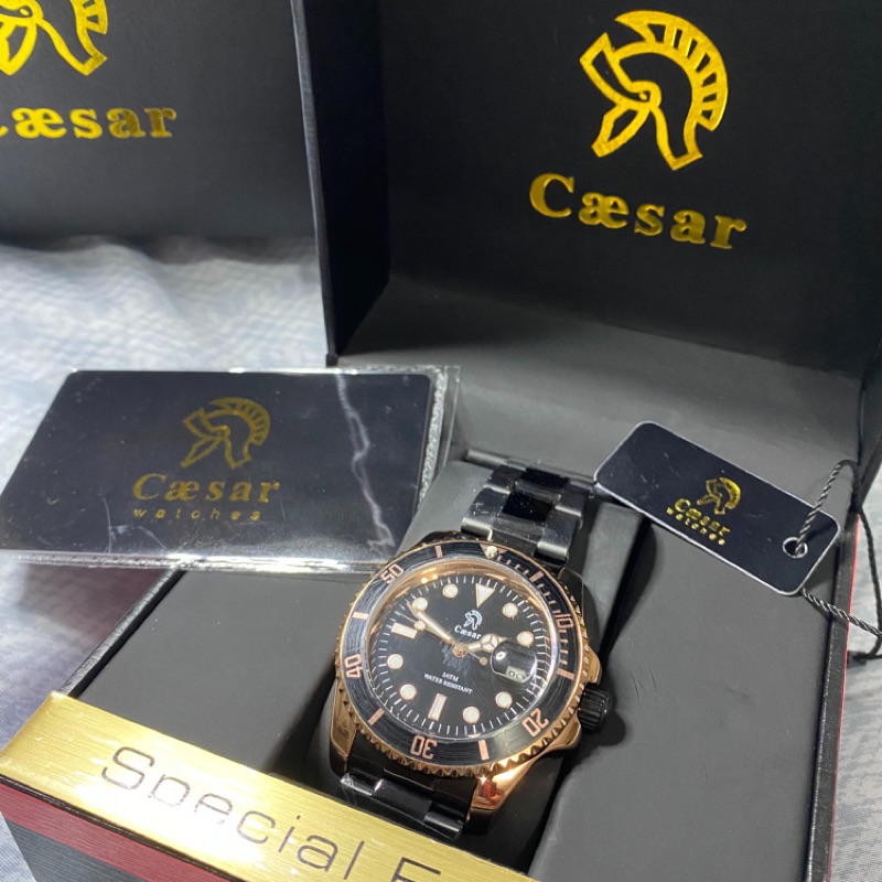 Caesar 德國 凱撒 CA-1024 時尚經典水鬼系列男士鋼帶手錶