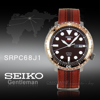 CASIO 時計屋 SEIKO 精工 SRPC68J1 日製運動機械男錶 帆布錶帶 咖啡X金 防水100米