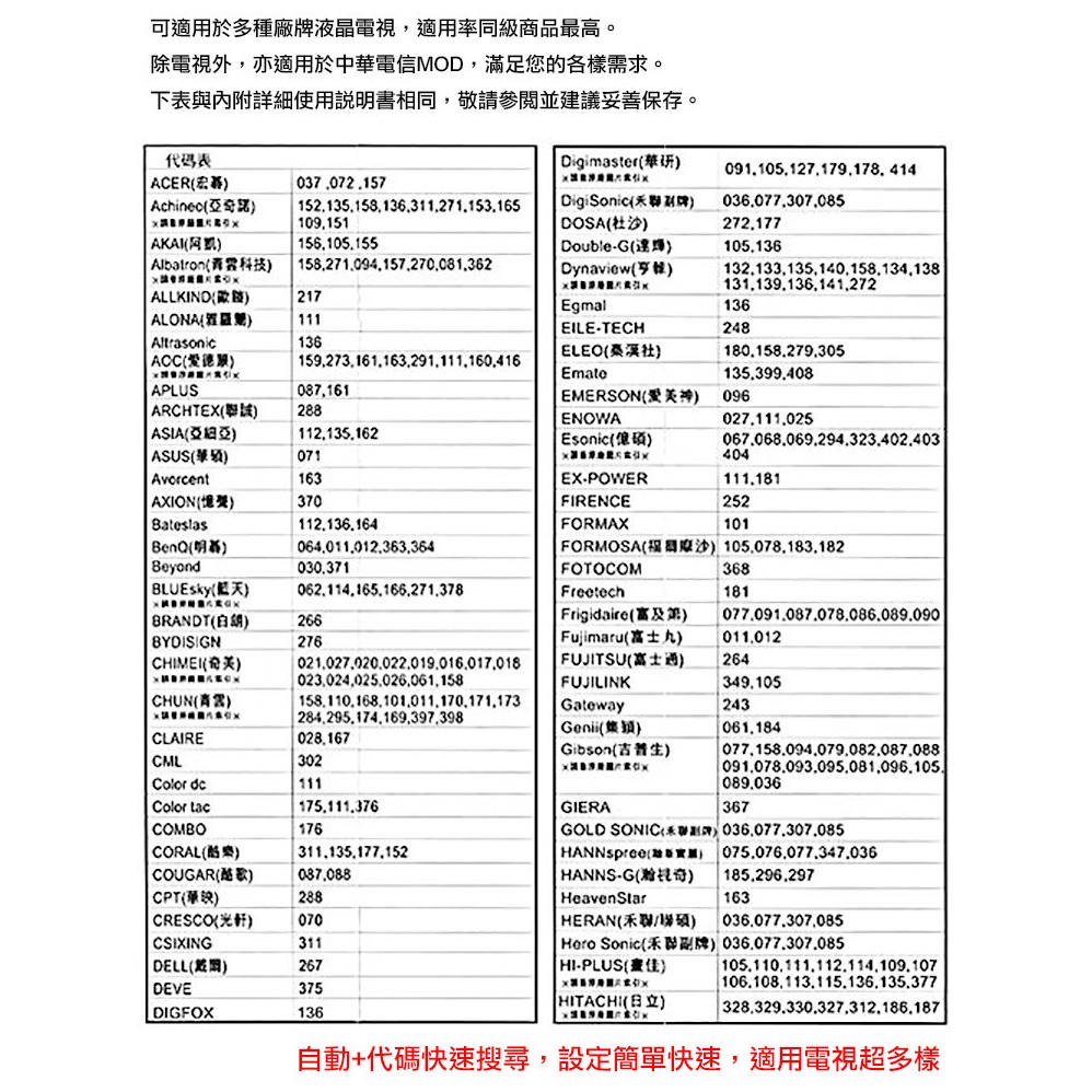 Kinyo 耐嘉lav 889 液晶電視萬用遙控器 夜光型 適用中華電信mod 電視遙控器 蝦皮購物