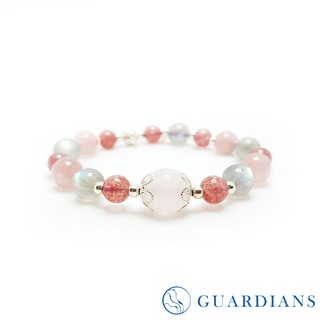 【Guardians】《水果糖》天然7A草莓晶 粉晶 月光石 拉長石 925純銀 女性飾品 配件 時尚 手鍊 手環
