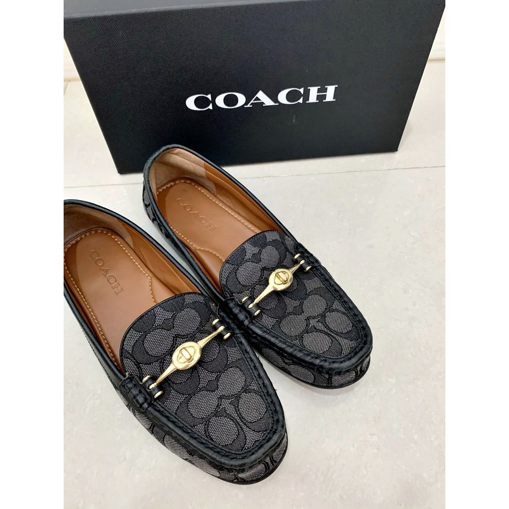 二手 正品【Coach】黑色經典logo樂福鞋.懶人鞋.豆豆鞋 US8.5 於美國購得