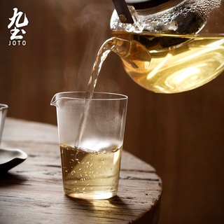 九土日式手工透明耐熱玻璃公杯泡茶具茶具透明玻璃公杯玻璃茶海耐熱分茶器雀嘴公杯手工玻璃公杯茶海造型茶具透明杯GBR0047