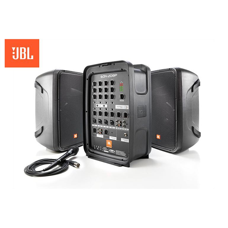 【音響密室】JBL EON 208P攜帶型 8吋2音路喇叭-八軌300W藍芽擴大混音器附AKG麥克風/喇叭架/線材