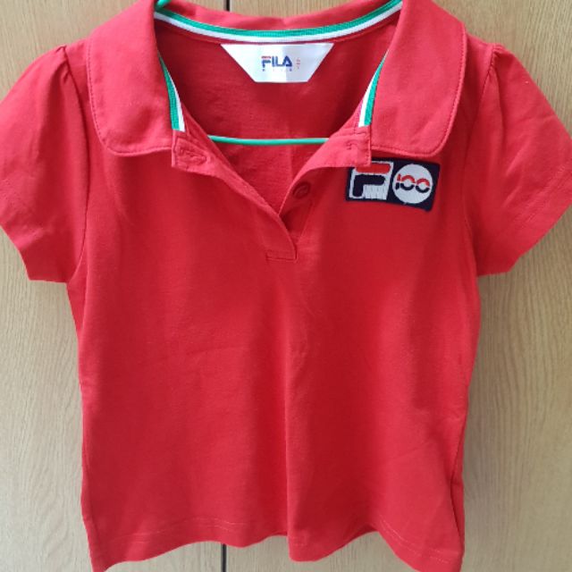 9成新 FILA 紅色女版polo衫(110cm)