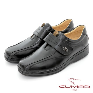 【CUMAR】商務菁英 真皮魔術貼氣墊鞋 - 黑色820-501