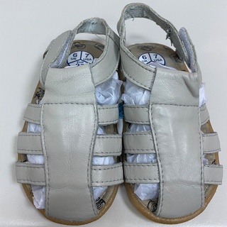 英國 shooshoos 安全無毒真皮手工涼鞋/童鞋_灰色羅馬涼鞋_B-54 / 尺寸USA7（福利品）