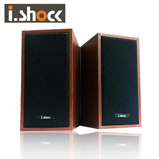 【豪騰電腦】i-shock 風雲木質 USB 多媒體 喇叭 09-E19 二件式 2.0 聲道 黑/棕 電腦喇叭