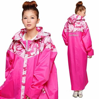 FairRain 飛銳 迷彩瘋時尚前開加長型雨衣 瘋迷粉 一件式雨衣 加長型《淘帽屋》