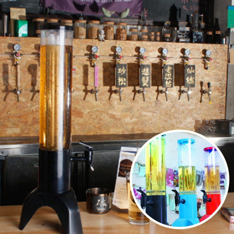 1.5l 啤酒分配器塔式易清潔集成水龍頭,帶冰管和 LED 燈透明飲料塔分配器黑色