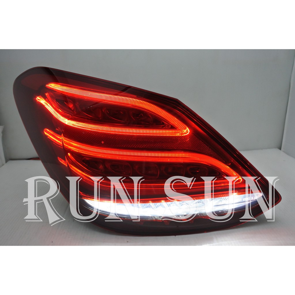 ●○RUN SUN 車燈,車材○● 全新 賓士 W205 C200 C250 升級高配樣式光柱晶鑽紅黑 尾燈 一對