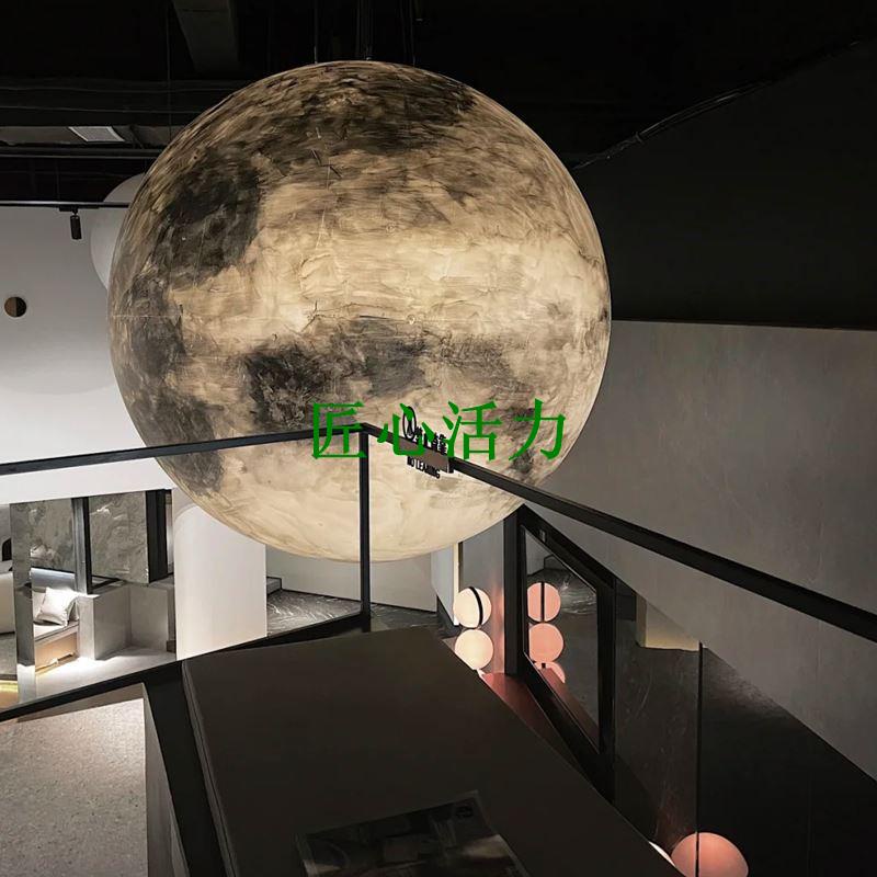 流浪星球燈月亮吊燈星空裝潢燈防水圓球創意3D月球大號戶外月球燈【匠心】