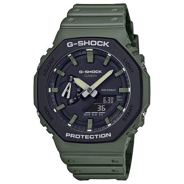 【CASIO卡西歐】GA-2110SU-3ADR /G-SHOCK 街頭軍事系列 八角型錶殼 / 農家橡樹/ 軍綠色錶帶