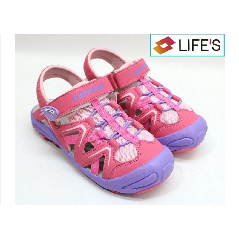 新品上架  LOTTO 女童涼鞋兒童款運動休閒護趾涼鞋 ( 粉 LT0AKS1823 )