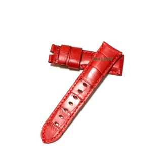 22mm 沛納海 Panerai 短款 紅色 代用錶帶 軍錶 運動錶 真皮錶帶 竹節紋 鱷魚紋 生日 聖誕禮物