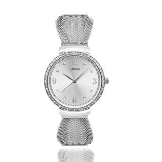 GUESS原廠平輸手錶 | 經典水鑽 蝴蝶結造型女錶 - 白鋼 W1083L1
