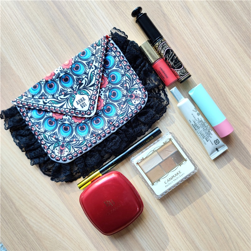 ANNA SUI 孔雀蕾絲 日本專櫃限定滿額禮 緞面 化妝包 小物包 手拿包 零錢包 置物包 收納包 （ABS45）