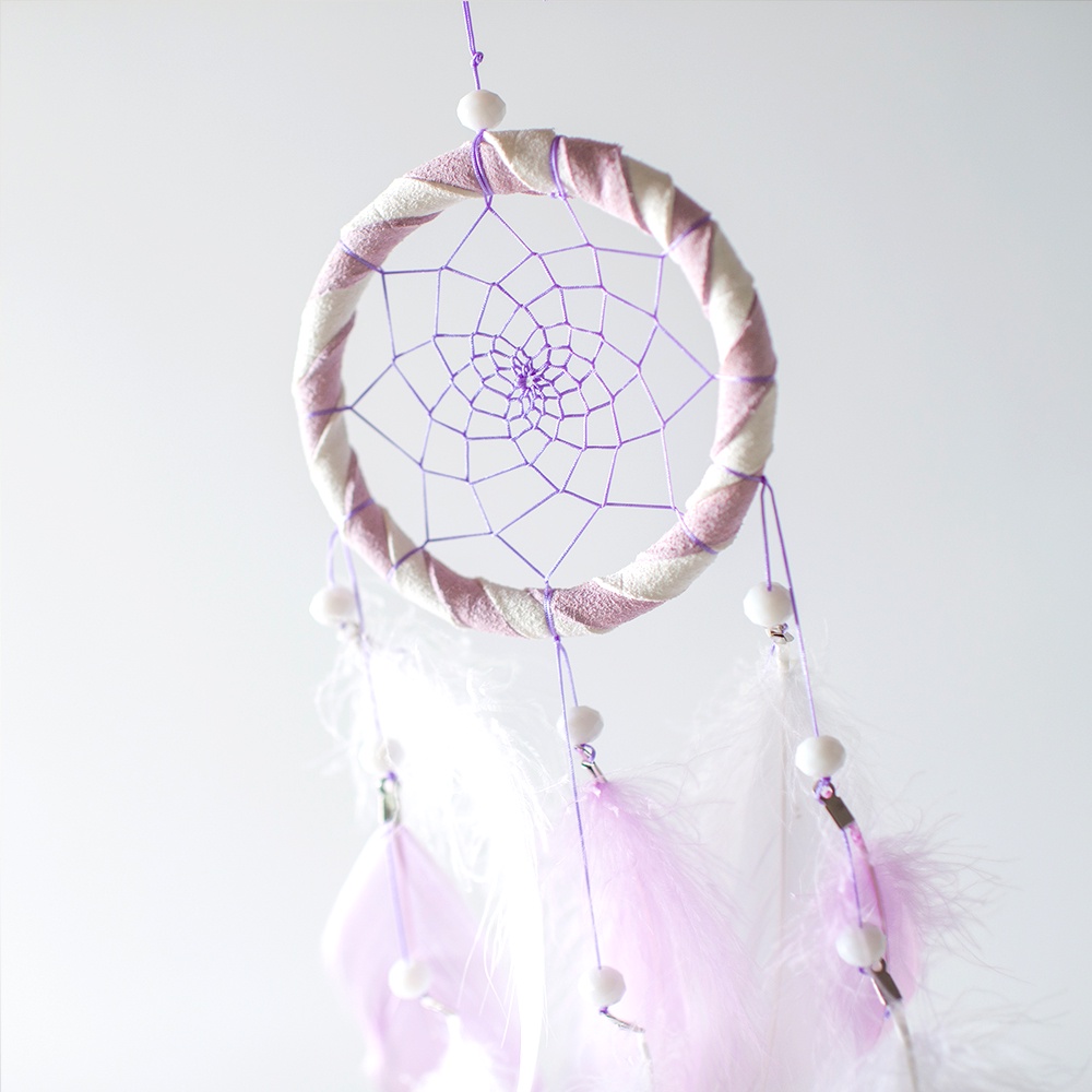 捕夢網 8cm - 雙色-白+淺紫色 (飄逸版)👋DIY 材料包和成品都有(下單時選擇規格即可) 情人節 交換禮物