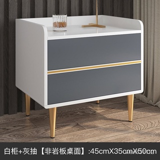 小小洋傢俱專營店西典雅風 意式巖板床頭櫃簡約現代臥室輕奢小櫃子多功能簡易收納櫃儲物櫃