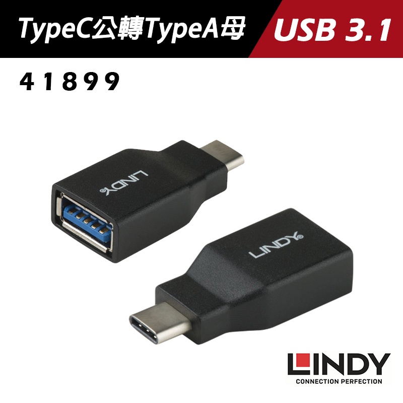 LINDY林帝 USB 3.1/3.2 TYPE C(公) 轉 TYPE A(母) 轉接頭(41899) 41899_A