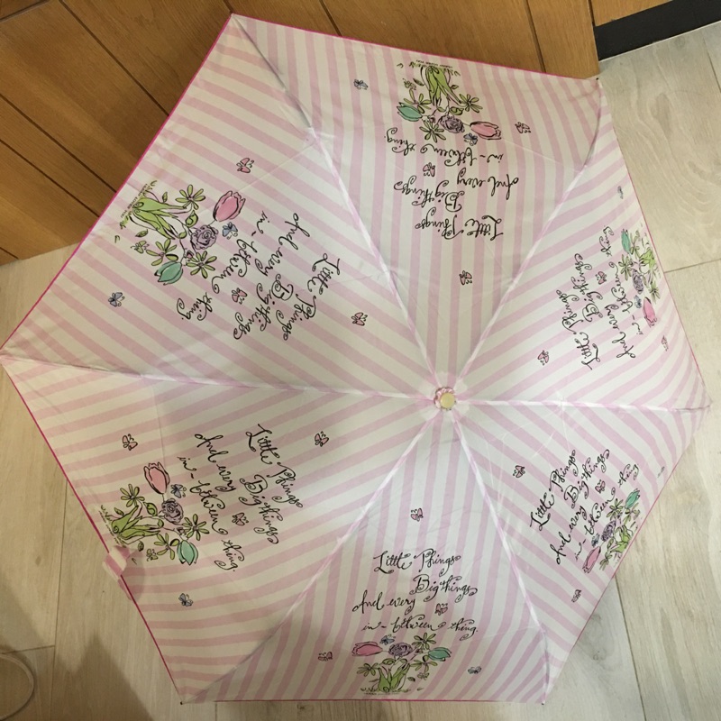 *二手出清* 粉紅直條印花晴雨兩用 超輕折傘 citymoon 城月