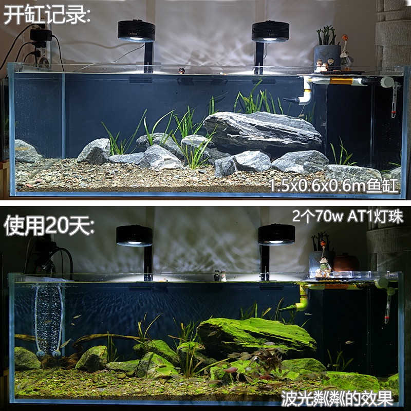 現貨魚缸燈水草燈水族箱燈增艷燈led原生態流溪缸燈爆藻金魚出苔水草燈三湖全光譜魚缸燈送支架