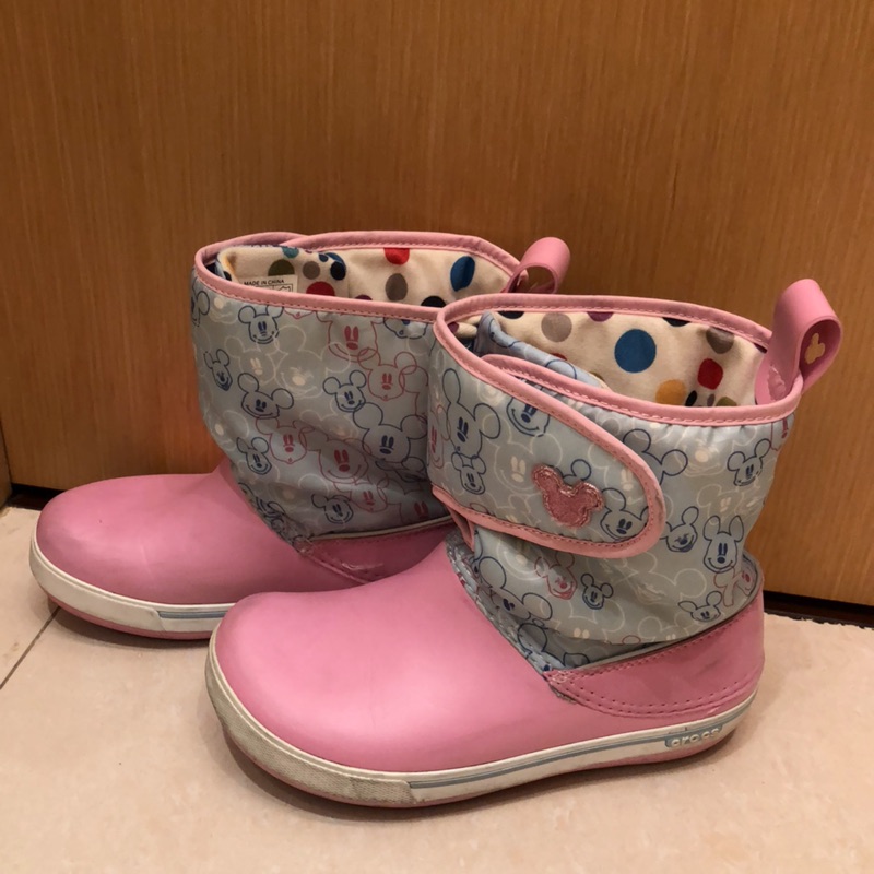 女童Crocs迪士尼米奇聯名款卡駱馳雪地洛基靴/雪靴/雨鞋