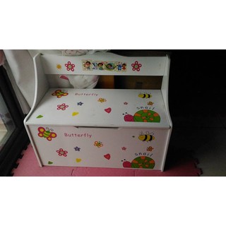 2手蝴蝶星星小蜜蜂玩具收納箱(非塑膠商品)/兒童椅/穿鞋椅/玩具收納櫃/只能面交無法寄送