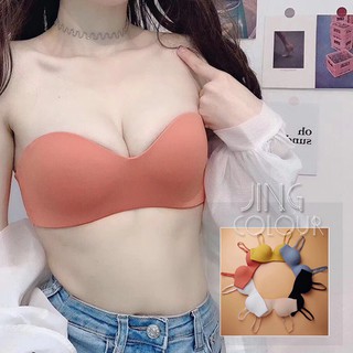 黑34現貨秒出售完不再♥️實拍【JinG】馬卡龍繽紛色系*無痕防滑內衣 平口胸罩 無袖內搭背心 (不含內褲~可拆卸肩帶)