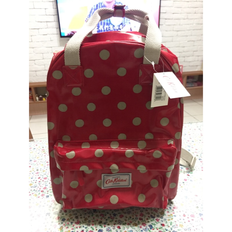 Cath kidston 波點紅後背包