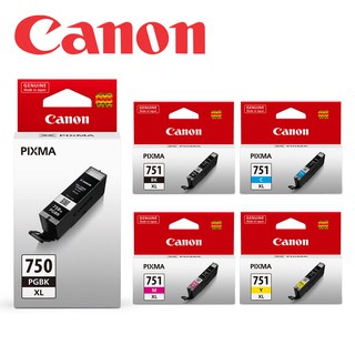 Canon PGI-750XL-BK+CLI-751XL-BK/C/M/Y 原廠高容量墨水匣組合(2黑3彩) 廠商直送
