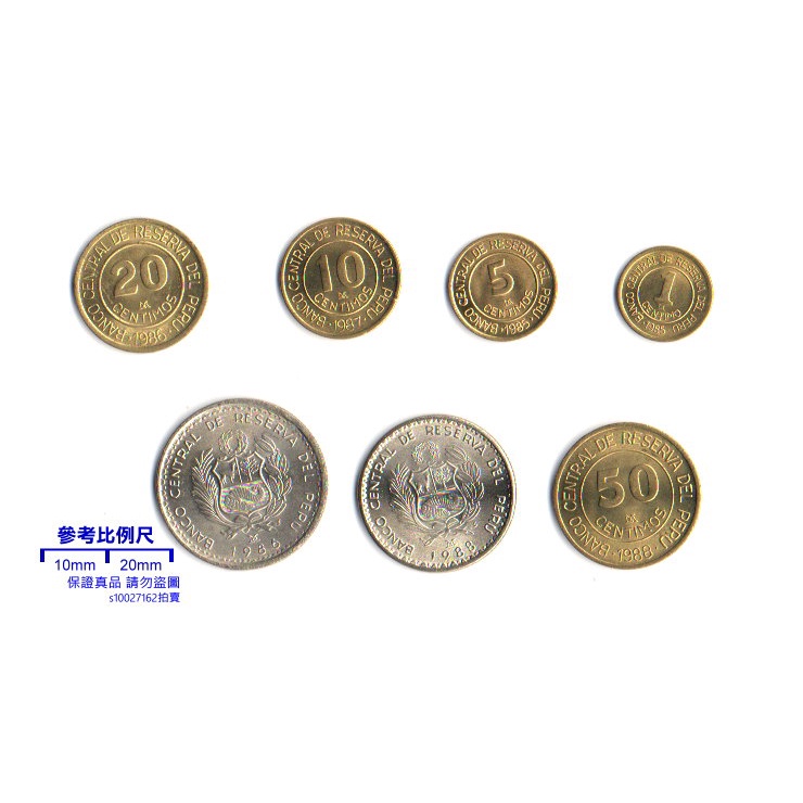 【超值硬幣】秘魯1985-1988年 絕版錢幣七枚一組，人像Miguel Grau版，少見~