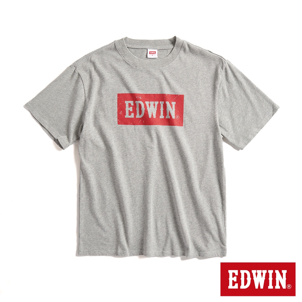 EDWIN 斑駁BOX LOGO短袖T恤(麻灰色)-男款