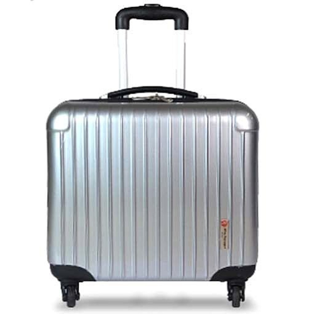 《葳爾登》 多功能多夾層17吋電腦拉桿行李箱超級輕硬殼旅行箱鏡面登機箱17吋8002銀色