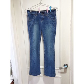牛長♥️近全新💜一般尺碼 -OAK JEANS女款伸縮鑽飾直筒 牛仔褲