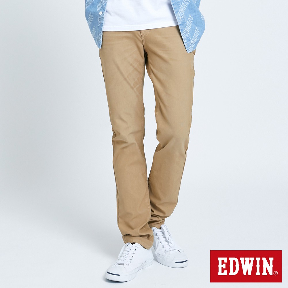 EDWIN 加大碼迦績 EDGE窄直筒牛仔褲(灰卡其)-男款