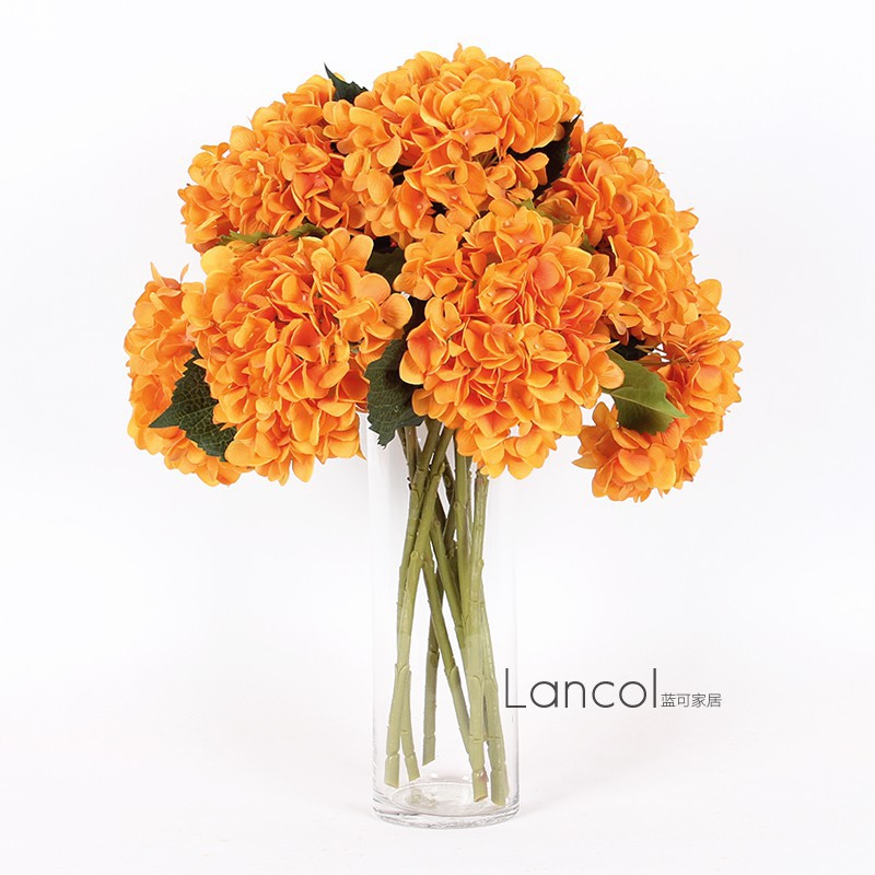 Lancol藍可歐式仿真花亮橘色繡球花家居軟裝擺放裝飾假花絹花 蝦皮購物