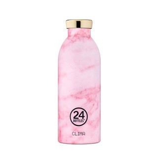 【紅標品】義大利 24Bottles 不鏽鋼雙層保溫瓶 500ml - 粉紅大理石