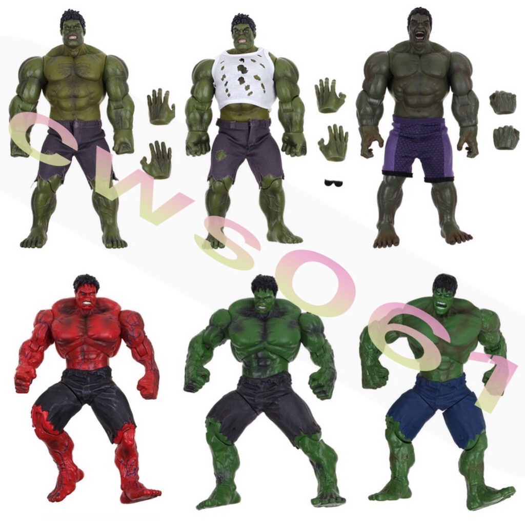 漫威Hulk 復仇者聯盟 無敵浩克 綠巨人/紅巨人/背心模型玩具手辦10" 全身關節可動人偶 26CM 大型公仔/模型