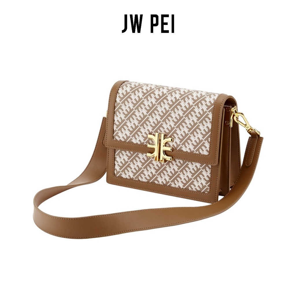 【JW PEI】 FEI系列 迷你翻蓋包 - 棕色 - 女士 包包 單肩包 斜背包 斜挎包 小方包 素皮 女包