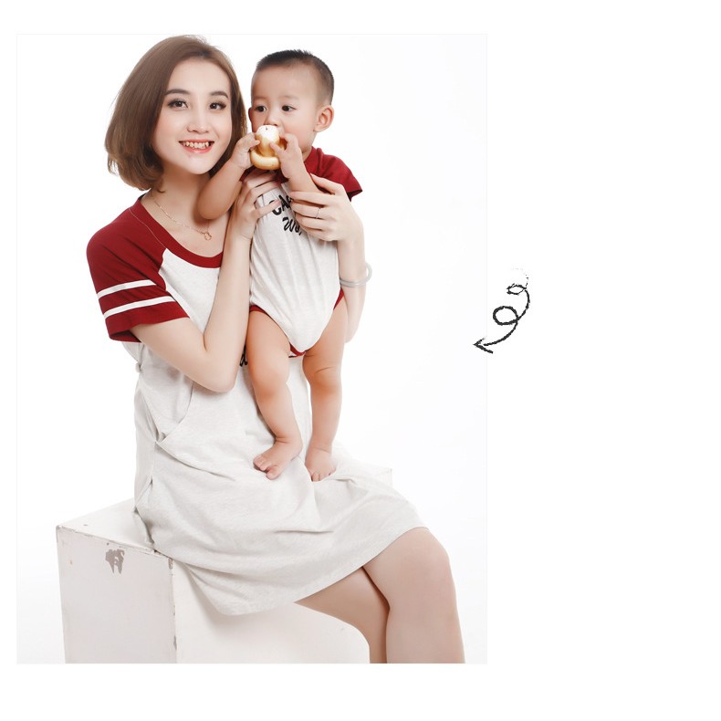 B6262 #6163 2016韓版夏新款孕婦家庭哺乳親子裝外出圓領餵奶連衣裙產後月子服