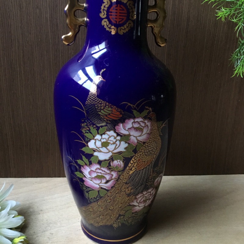 早期孔雀花瓶 已售出 高31公分瓷器材質 花瓶 收藏 花器 古董 藍 蝦皮購物